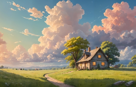 田園小屋風(fēng)景 4k壁紙 3840x2160